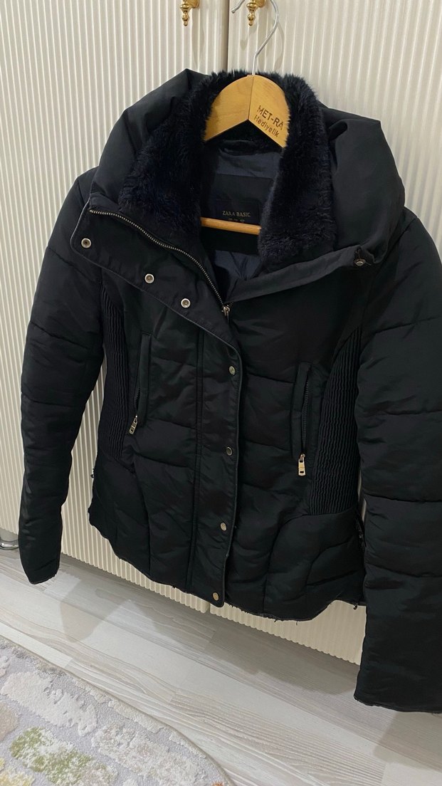 Siyah Kürklü şişme mont - Görsel 2