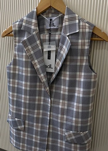 adL Gri Kareli  Kadın Yelek takım - Görsel 3