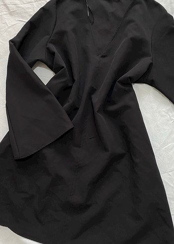 V Yaka Mini siyah elbise - Görsel 3