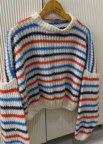 Çizgili Renkli  Kazak - Görsel 2