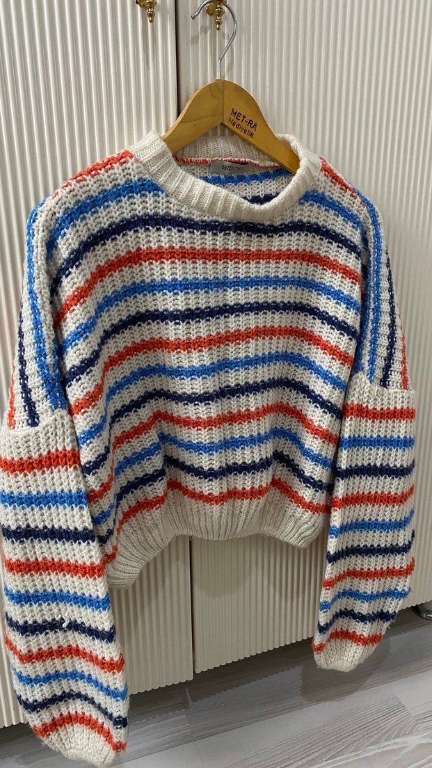 Çizgili Renkli  Kazak - Görsel 2