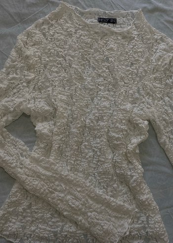 Dantel Detaylı Beyaz Keten Kadın Bluz - Görsel 3