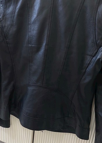 Kadın Siyah Deri Biker Ceket - Görsel 3