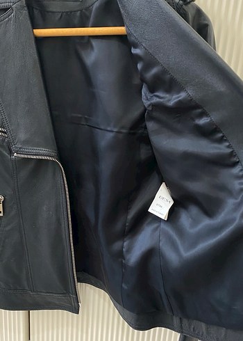 Kadın Siyah Deri Biker Ceket - Görsel 4