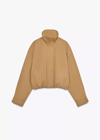 Bej Kadın Keten Bomber Ceket