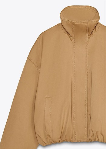 Zara Bej Kadın Keten Bomber Ceket