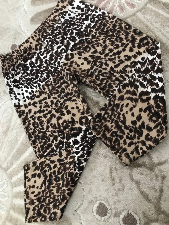 Leopar Desenli Kiz Cocuk Kumaş Pantolon - Görsel 2