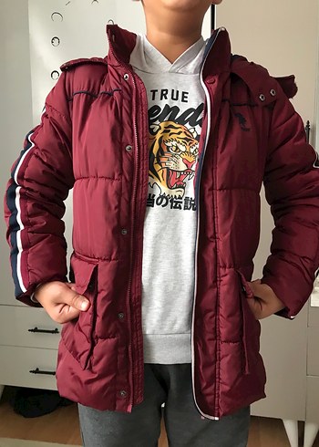 Bordo Kapüşonlu Erkek Kışlık Ceket - Görsel 3