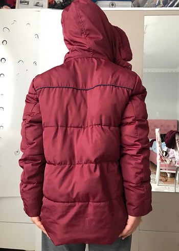 Bordo Kapüşonlu Erkek Kışlık Ceket - Görsel 5