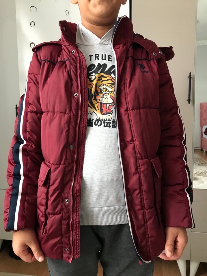 Bordo Kapüşonlu Erkek Kışlık Ceket - Görsel 2