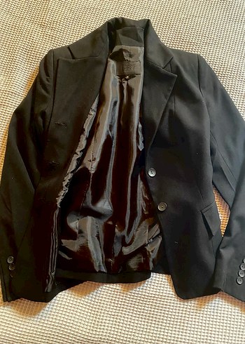 s Beden Siyah Kadın Düğmeli Klasik Blazer Ceket