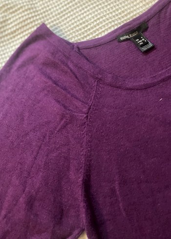 Mor Yarım Kollu Mini Triko Elbise - Görsel 3