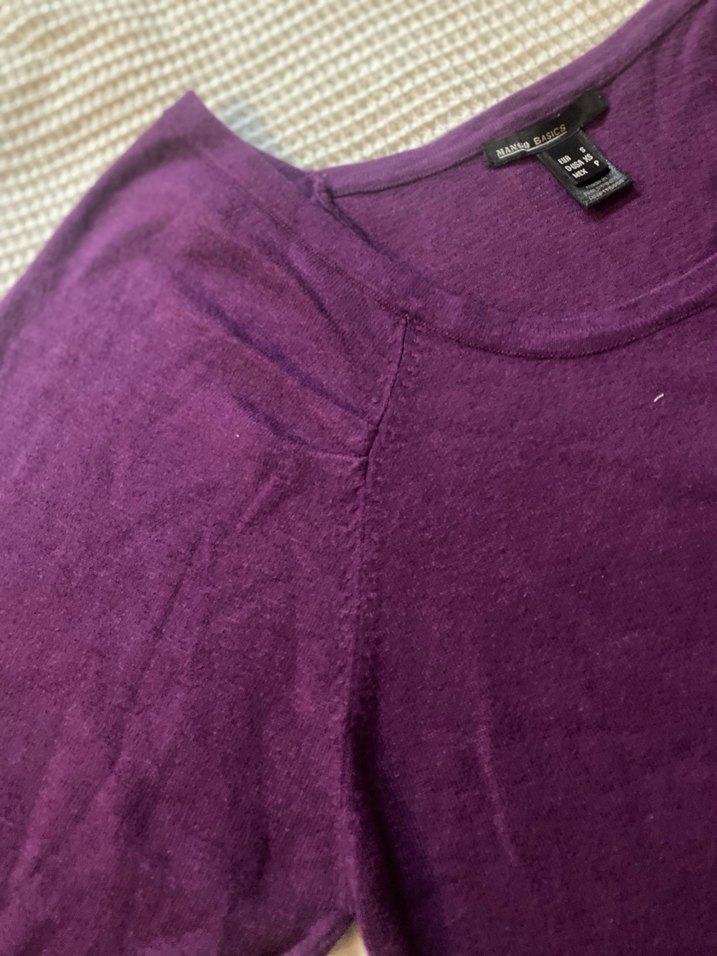 Mor Yarım Kollu Mini Triko Elbise - Görsel 3