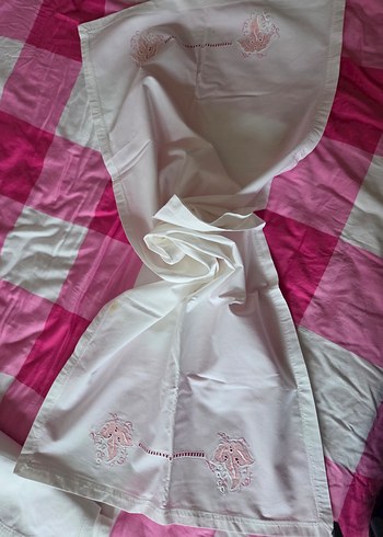 Nakışlı Vintage Beyaz Masa Örtüsü - Görsel 9