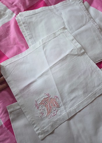 Nakışlı Vintage Beyaz Masa Örtüsü - Görsel 5