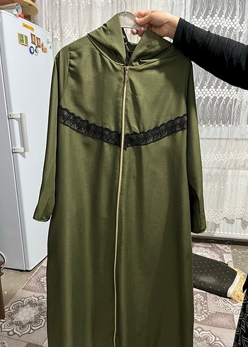 Kadın Uzun Haki Gotik Nakışlı Hırka