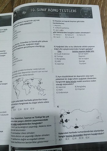 Beden 10. Sınıf coğrafya Konu Testleri