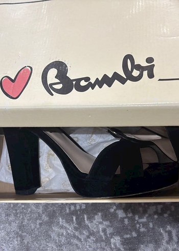 Bambi Siyah Süet Tokalı Topuklu Kadın Ayakkabı - Görsel 7