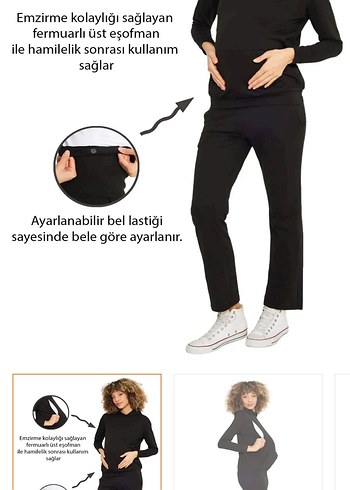 Siyah Hamile ve Emzirme Eşofman takımı - Görsel 4