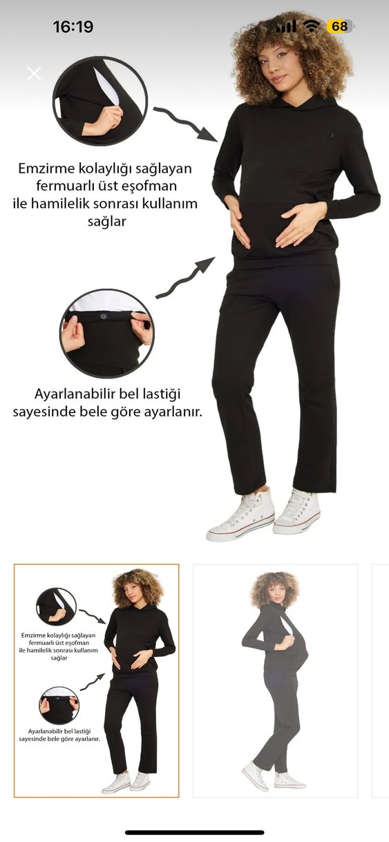 Siyah Hamile ve Emzirme Eşofman takımı - Görsel 4