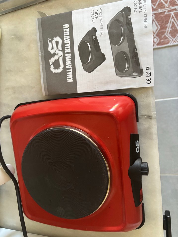 CVS Kırmızı Elektrikli Tekli Ocak 1000 Watt - Görsel 2