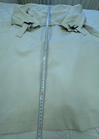 Bej Düğmeli Uzun Kadın Trençkot - Görsel 6