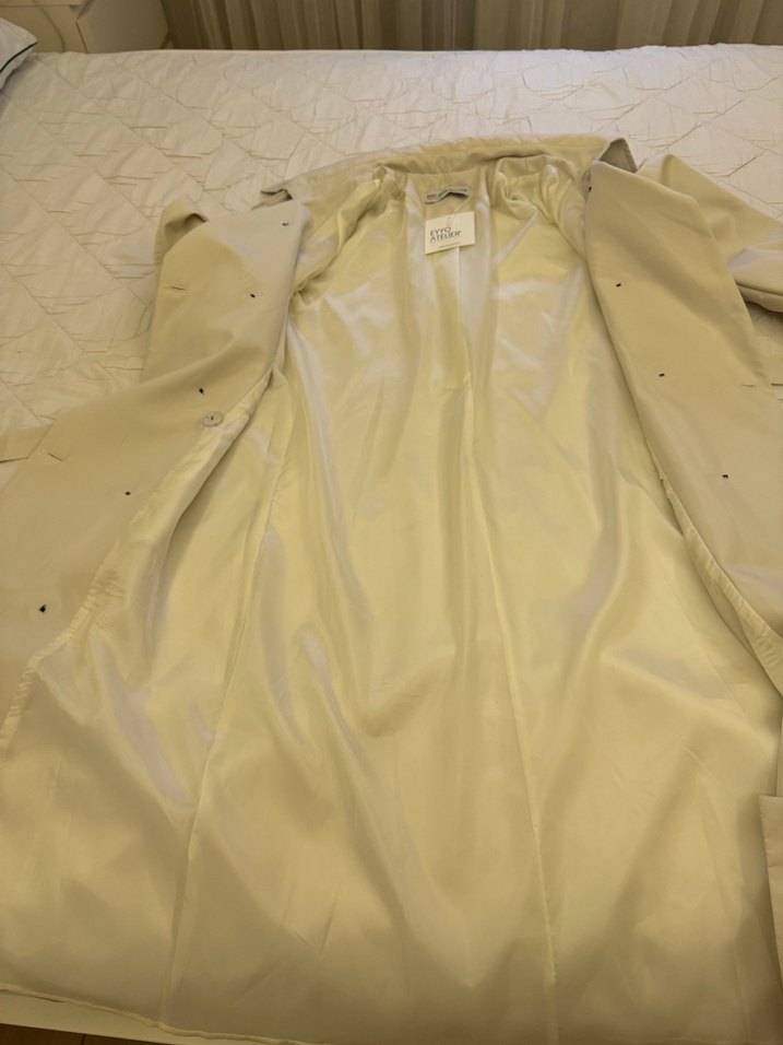 Bej Düğmeli Uzun Kadın Trençkot - Görsel 5