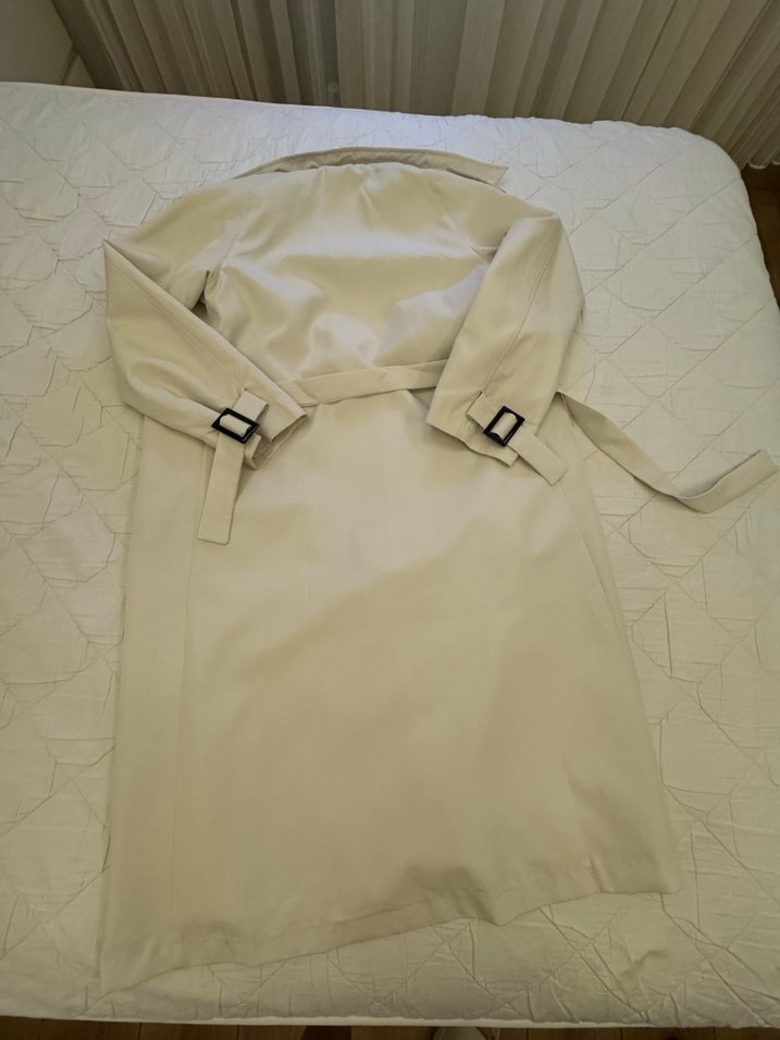 Bej Düğmeli Uzun Kadın Trençkot - Görsel 2