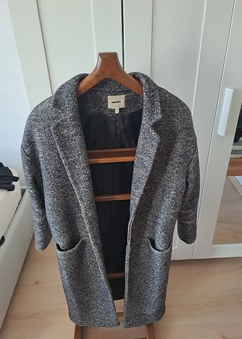 Koton Gri Kadın Kaban Cepli ve Düz Kesim