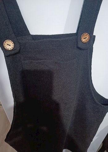 Düğmeli Antrasit Kadın Salopet - Görsel 2