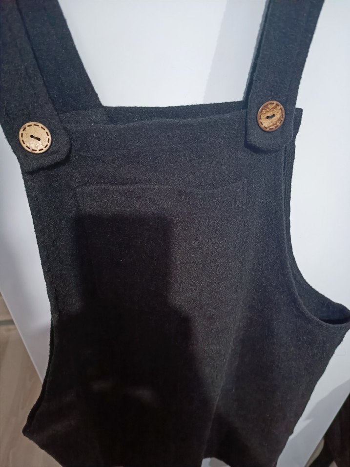 Düğmeli Antrasit Kadın Salopet - Görsel 2