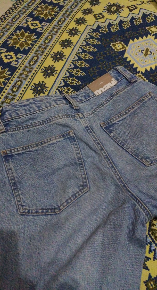 Gri Mavi Kadın Rahat Kesim Midi Kot Pantolon - Görsel 4