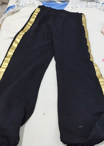 Siyah Altın Şeritli Kadın Kumaş Pantolon - Görsel 6