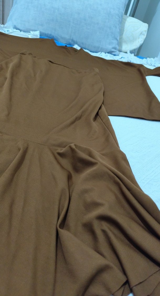 Kahverengi Drapeli Uzun etek - Görsel 4