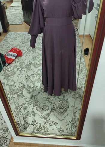 Mor Uzun Kollu Salaş Elbise