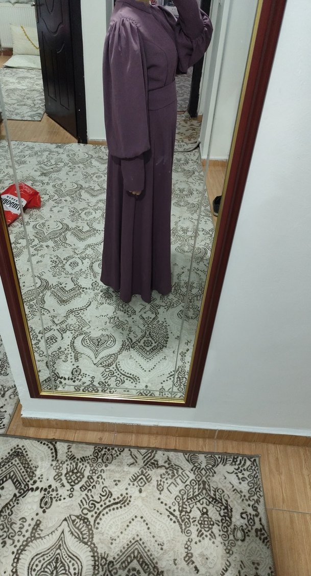 Mor Uzun Kollu Salaş Elbise - Görsel 3