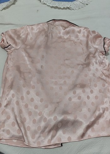 Pembe Puantiyeli Kısa Kollu Midi Pijama Takımı - Görsel 5