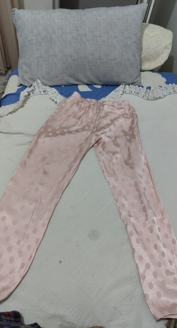 Pembe Puantiyeli Kısa Kollu Midi Pijama Takımı - Görsel 4
