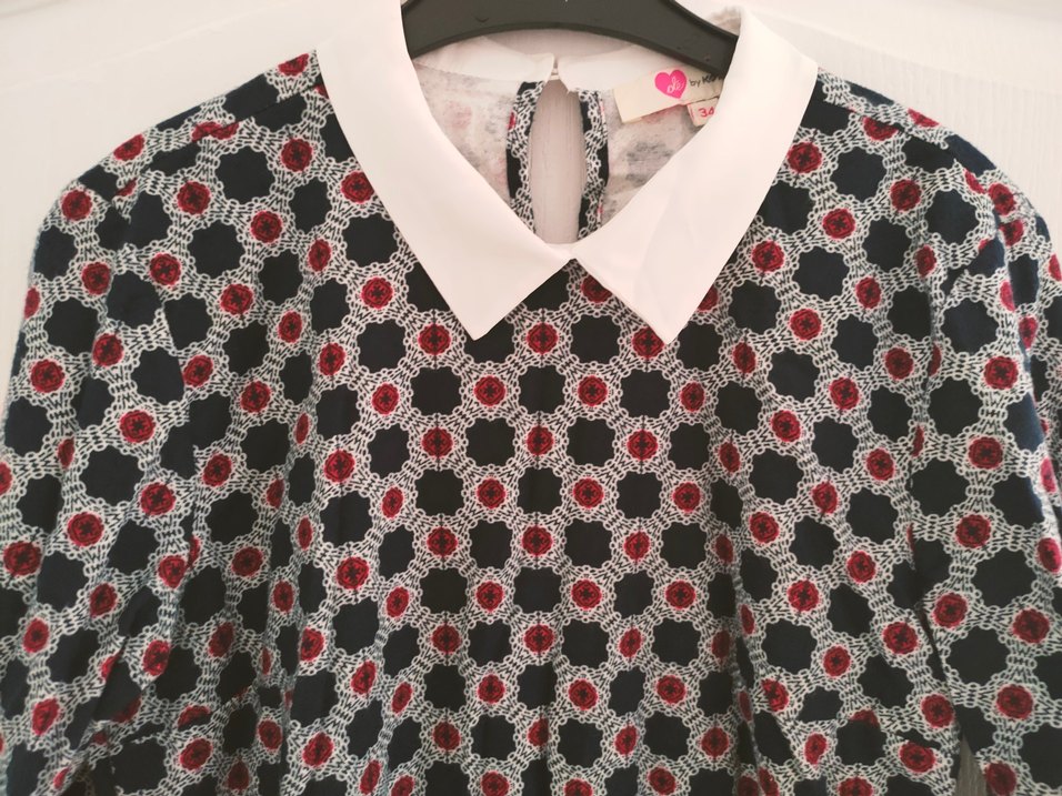 Desenli Midi Bel Detaylı Uzun Kollu Elbise - Görsel 2