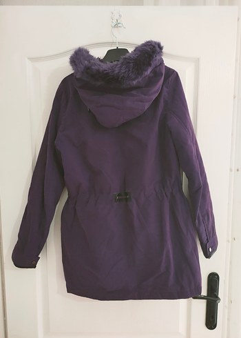 Kürklü Kapüşonlu Mor Kadın Kışlık Mont - Görsel 2