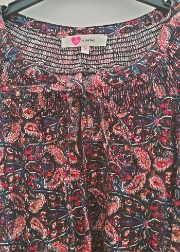 Bordo Bohem Uzun Kollu Kuşaklı Elbise - Görsel 3