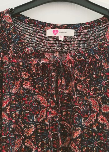 Bordo Bohem Uzun Kollu Kuşaklı Elbise - Görsel 2