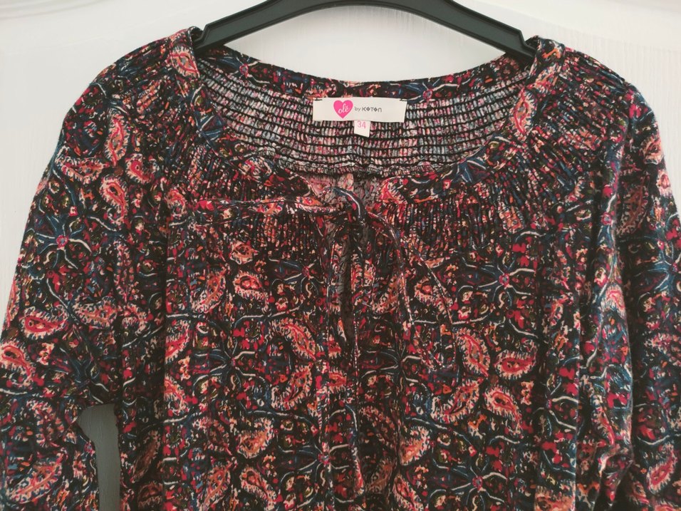 Bordo Bohem Uzun Kollu Kuşaklı Elbise - Görsel 2