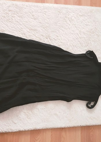 Siyah Keten Uzun Kollarsız Elbise - Görsel 2