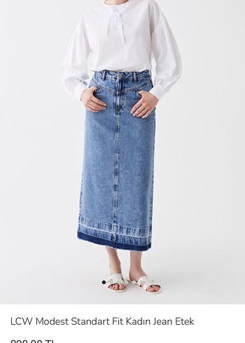 LC Waikiki Kadın Kahverengi Midi Boy Bol Kesim Denim Etek
