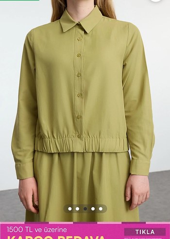 Kadın Haki Uzun Kollu Kemerli takım - Görsel 2