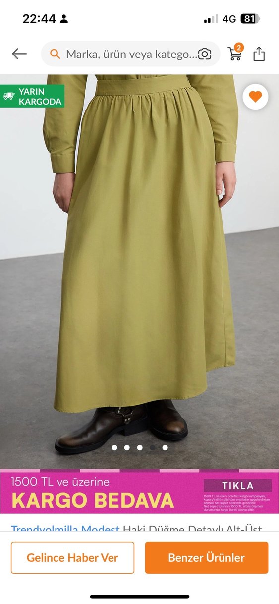 Kadın Haki Uzun Kollu Kemerli takım - Görsel 3