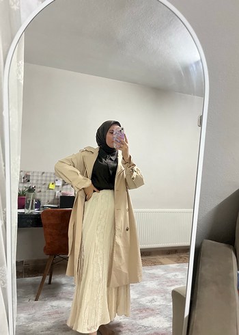 Bej Kadın Uzun oversız 
Trençkot - Görsel 2