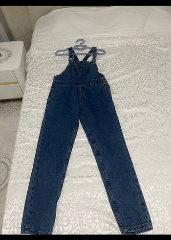 Diğer Kızlar İçin Mavi Denim Askılı Tulum