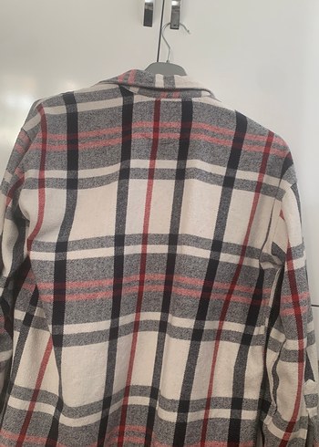 Düğmeli Gri Ekose Kadın Gömlek - Görsel 4